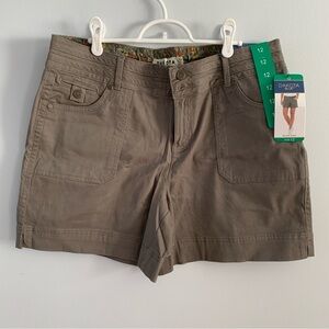 Olive Green Shorts Mid Rise Soft Stretch Cotton Casual Fit Dakota Blue Size 12